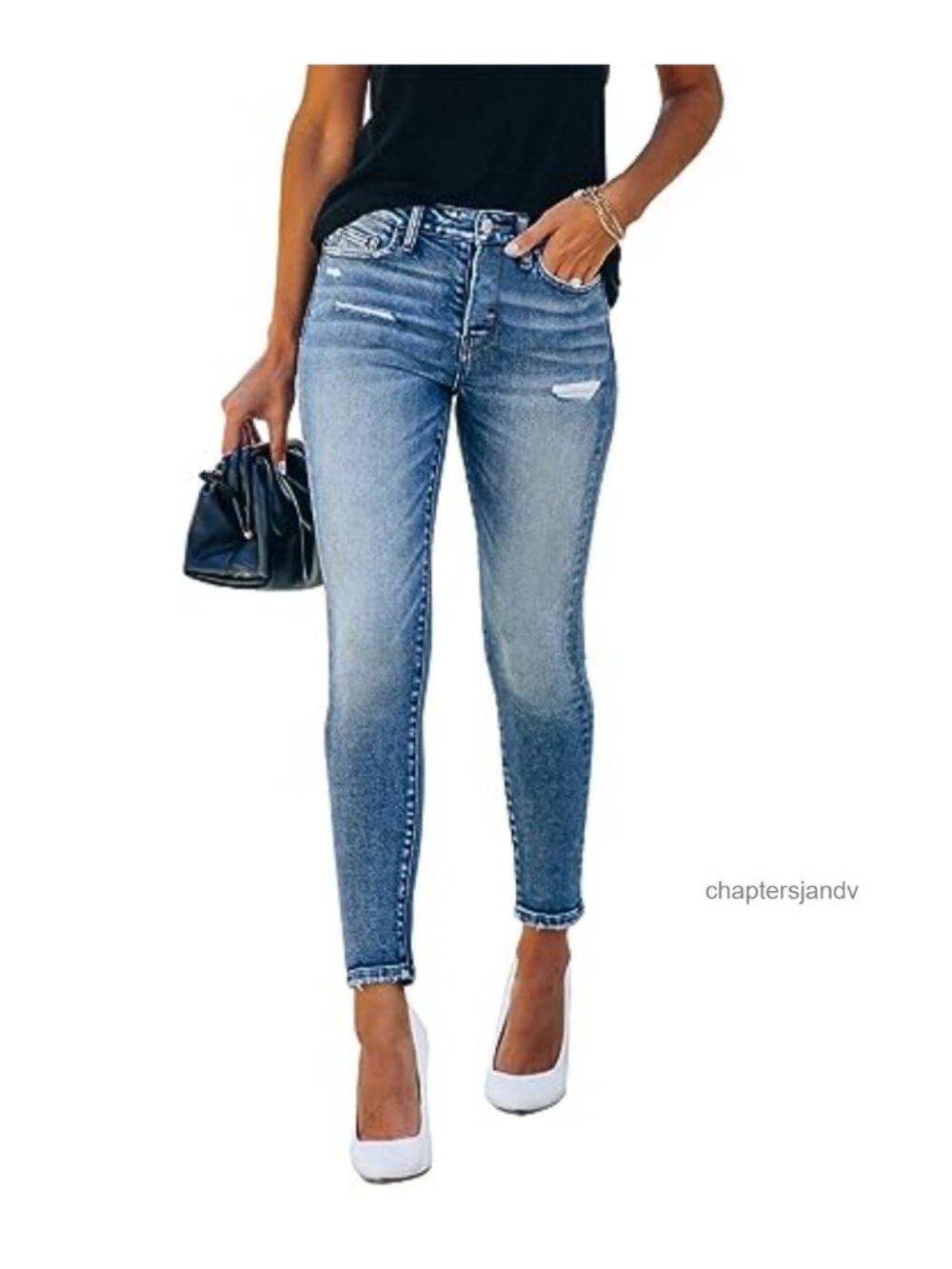 Women's Ripped Skinny Jeans Stretchy Denim Distressed Casual Pants
